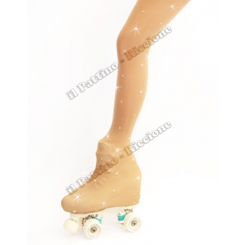 Skating pantyhose natural color with rhinestones