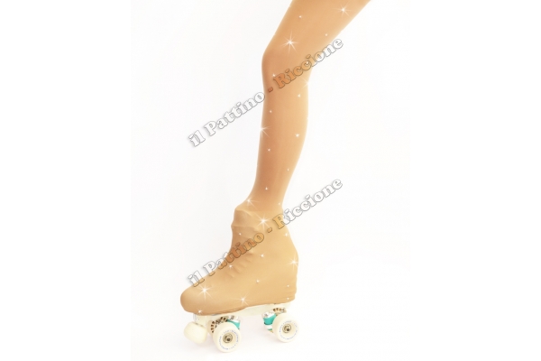 Skating pantyhose natural color with rhinestones