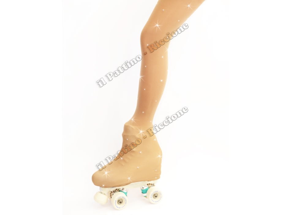 Skating pantyhose natural color with rhinestones