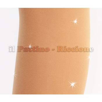 Skating pantyhose natural color with rhinestones