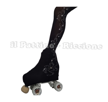 Skating collant black color MICRO SHINE FLOWER