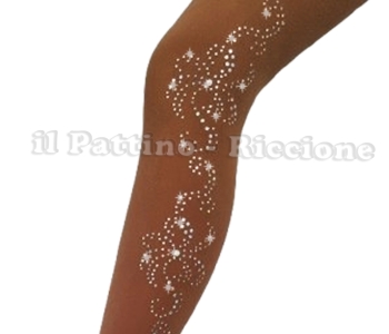 Skating collant natural color with stirrup and rhinestones 
