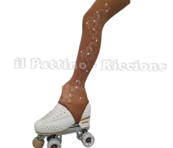 Skating collant natural color with stirrup and rhinestones 