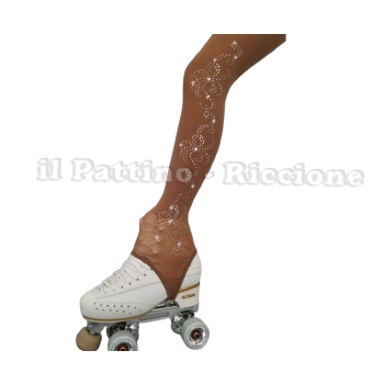 Skating collant natural color with stirrup and rhinestones 
