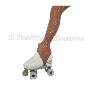 Skating collant natural color with stirrup MICRO SHINE BUTTERFLY