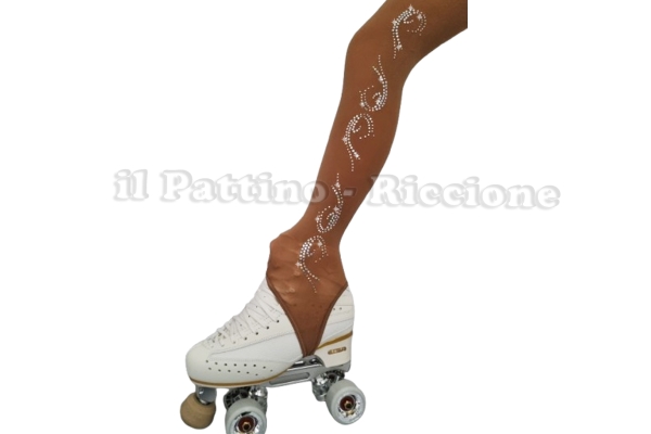 Skating collant natural color with stirrup MICRO SHINE WAVE 