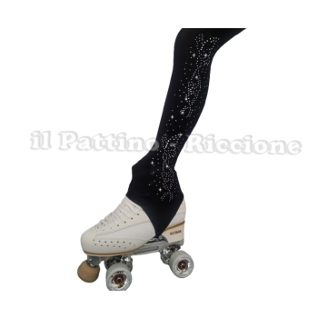 Skating collant black color with stirrup MICRO SHINE BUTTERFLY
