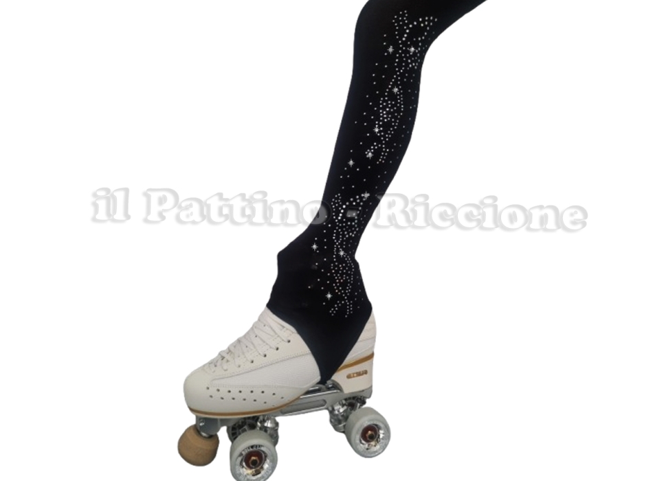 Skating collant black color with stirrup MICRO SHINE BUTTERFLY