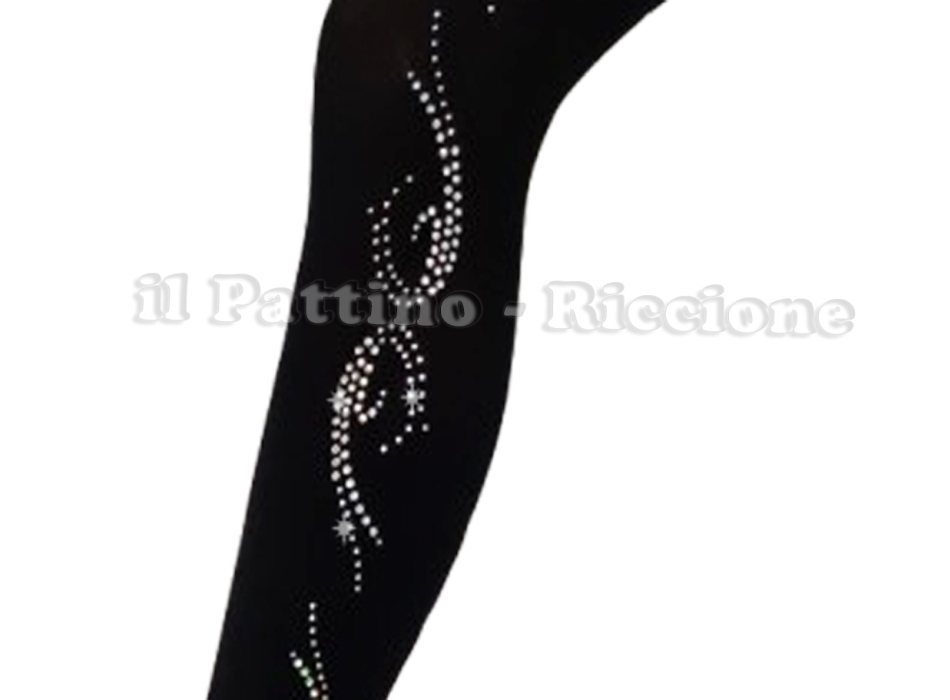 Skating collant black color with stirrup MICRO SHINE WAVE 