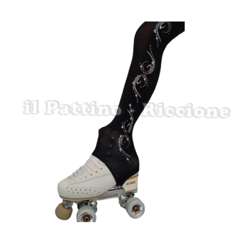 Skating collant black color with stirrup MICRO SHINE WAVE 