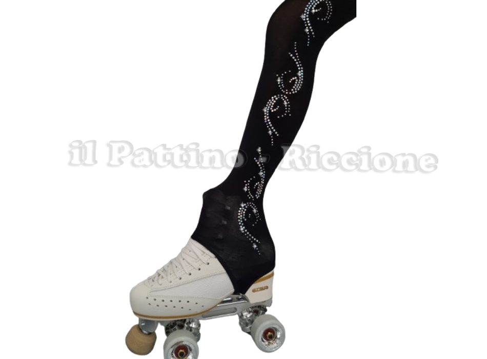 Skating collant black color with stirrup MICRO SHINE WAVE 