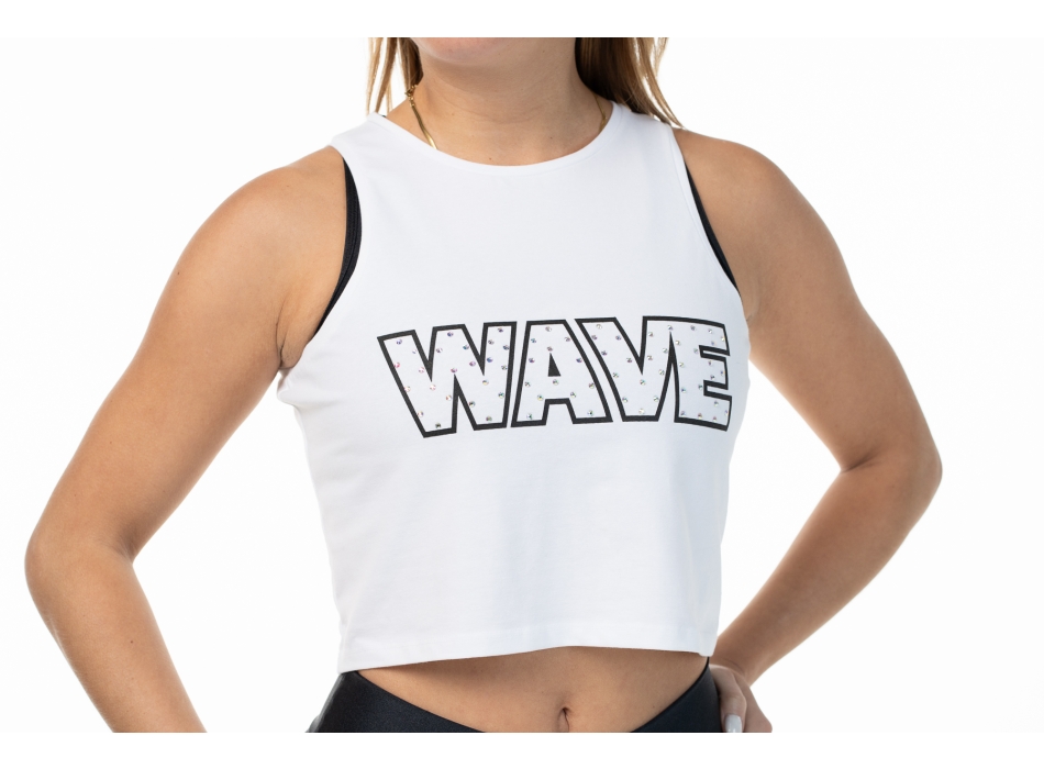 Wave tank top with rhinestones