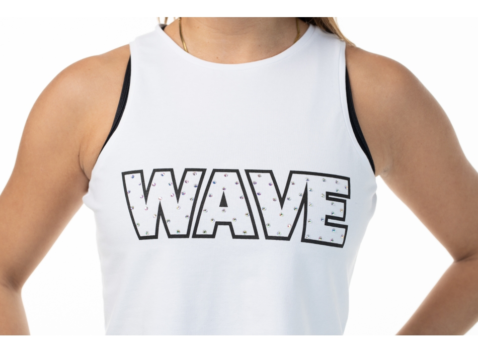 Wave tank top with rhinestones