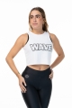 Wave tank top with rhinestones white