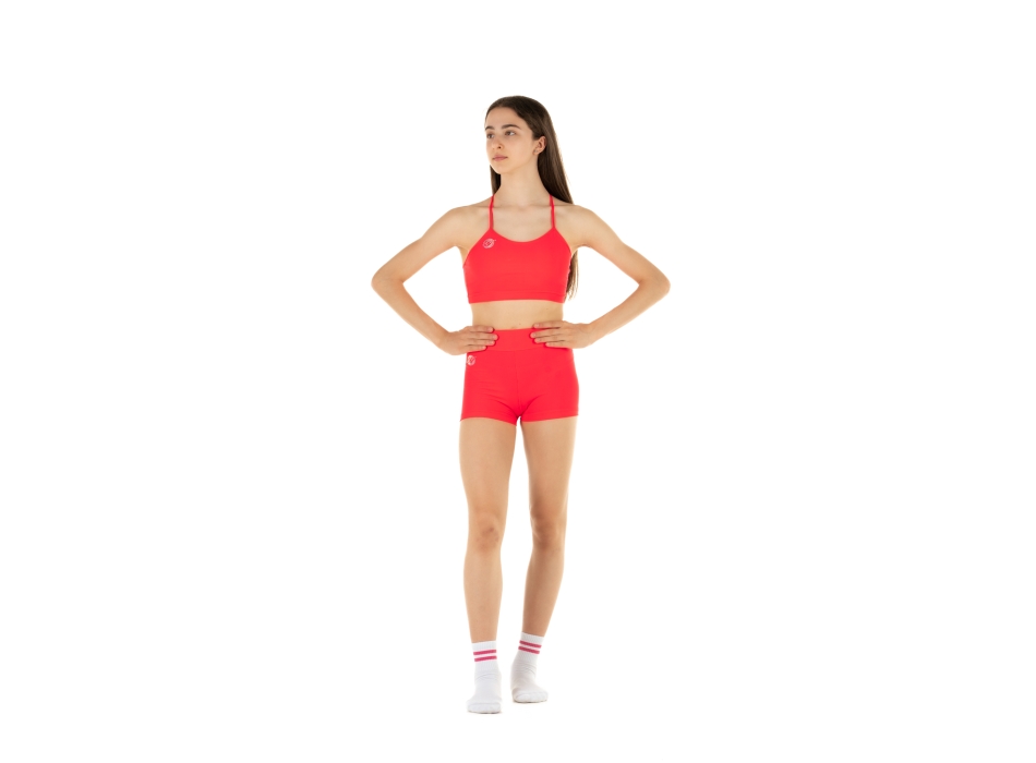 Girls' Sports Set WAVE – Shorts + Emma Top RED FLUO