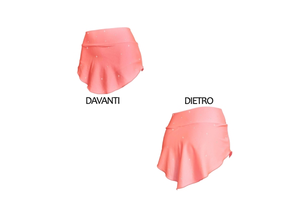 Fluo peach skating skirt with STRASS