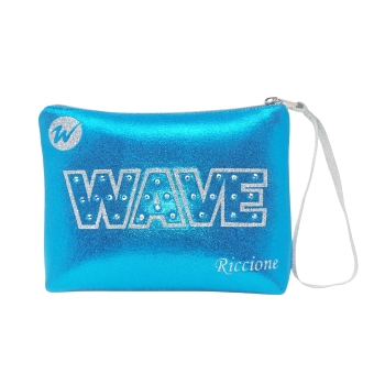 Pochette Wave - Laminated Silver Blue Writing