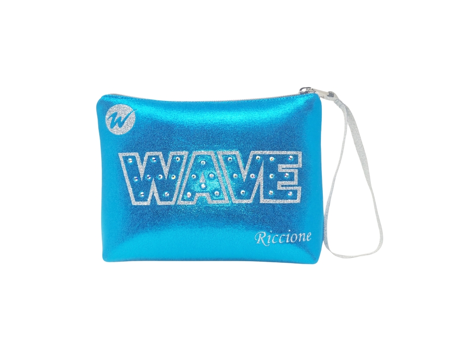 Pochette Wave - Laminated Silver Blue Writing