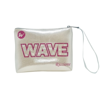 Pochette Wave - Laminated Silver Red Writing