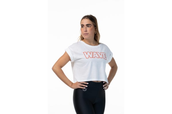 T Shirt Wave White Orange
